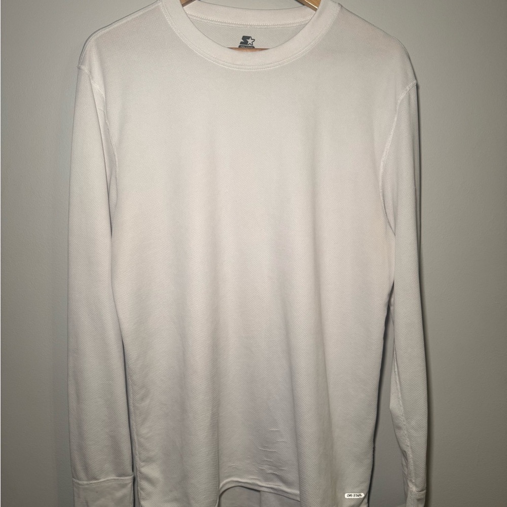White Long Sleeve Crew Neck Tee Relaxed Fit